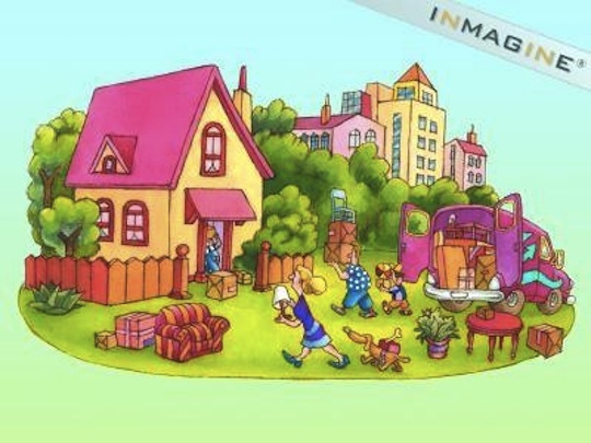 family cartoon into new home_full